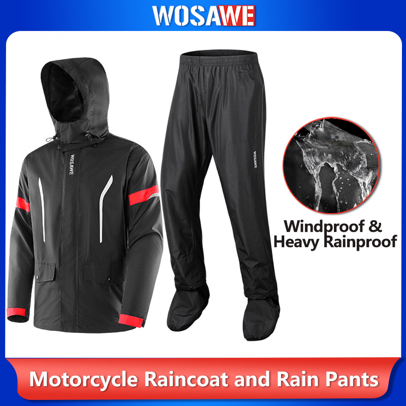 Motorcycle Gear Full Suit - WOSAWE Herren Motorrad-Regenanzug Wasserdicht Verdickt Übergröße