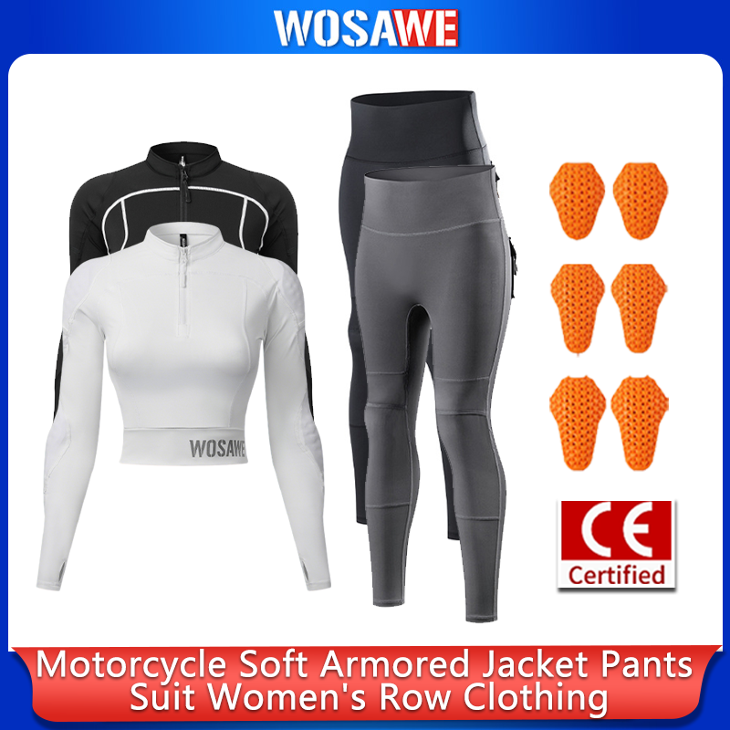 Motorcycle Gear Full Suit - WOSAWE Damen Motorrad-Fahranzug Sommer Crop-Jacke Hosen-Set