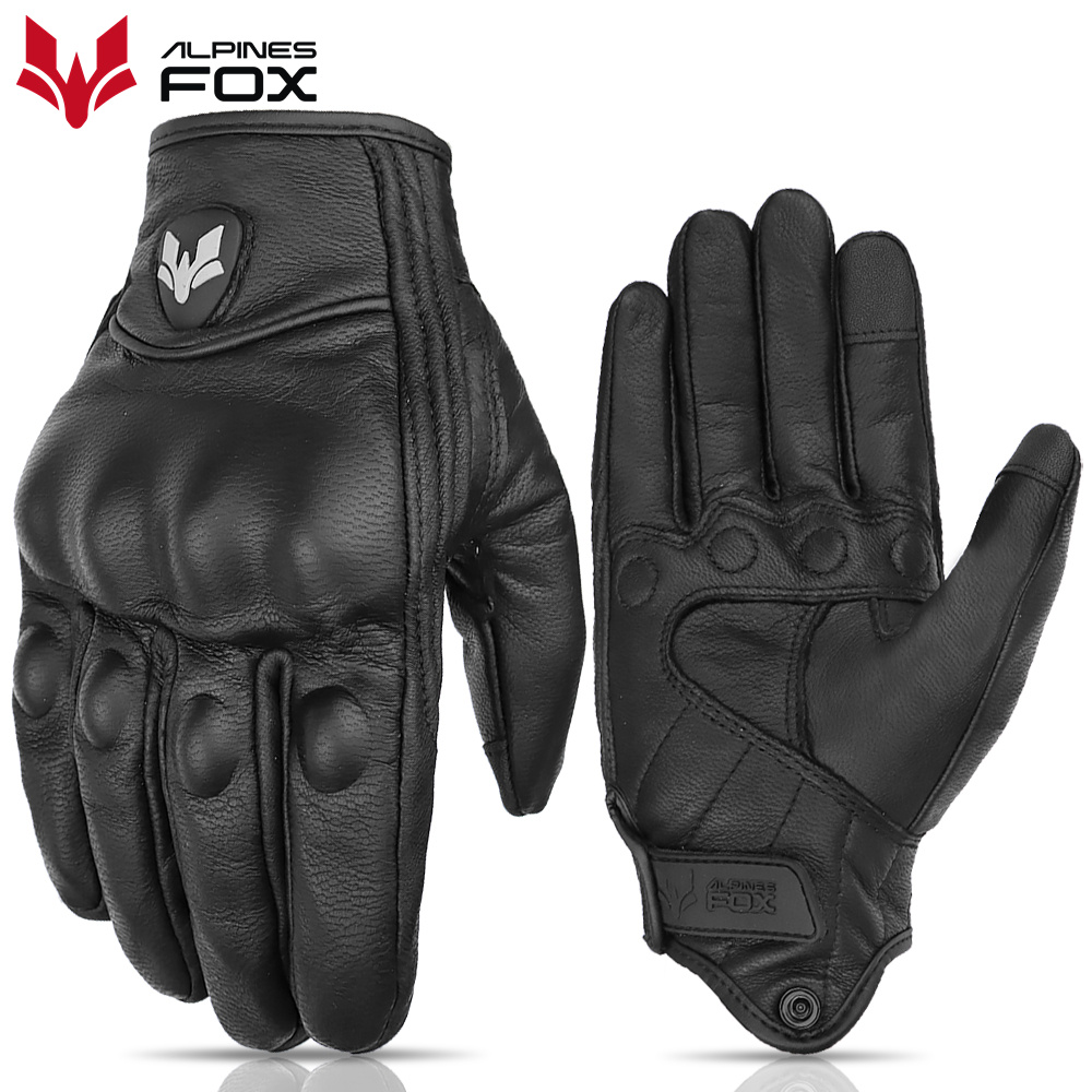 Motorcycle Gear Fox - Vintage Echtes Leder Perforierte Motorrad Handschuhe