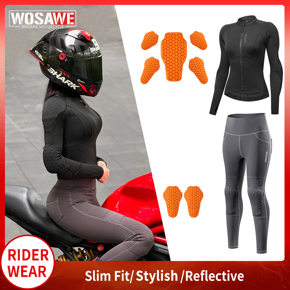 Motorcycle Gear Full Suit - WOSAWE Damen Motorradjacke und Hosen-Set, Ganzkörper-Ausrüstung