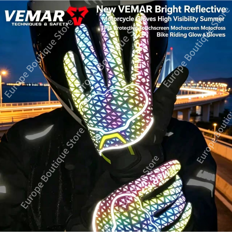 Motorcycle Gear For Summer - 2026 NEUE VEMAR Hochsichtbare Sommer-Motorradhandschuhe Reflektierend