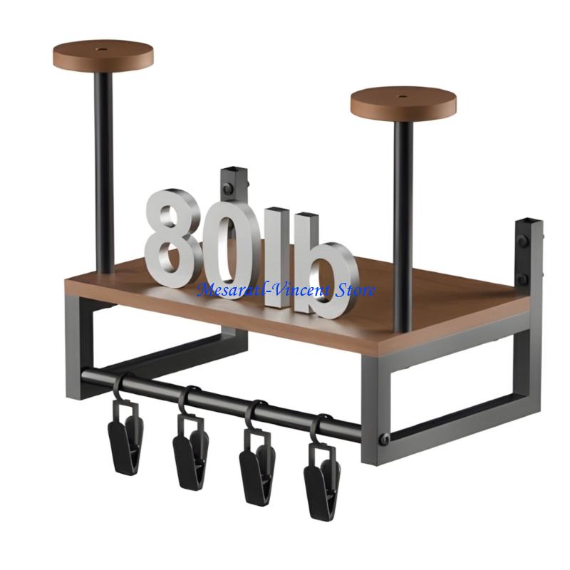 Motorcycle Gear Display Rack - A70F Robustes Helm-Wandregal, Massivholzkonstruktion, multifunktionale Halterung