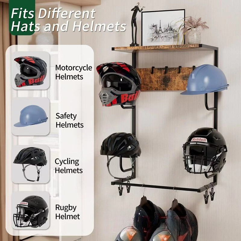 Wandmontierte Holz-Helmhalteru – Motorcycle Gear Display Rack Bewertung und Preis