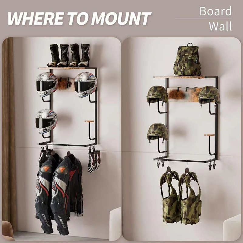 Wandmontierte Holz-Helmhalteru – Motorcycle Gear Display Rack Bewertung und Preis