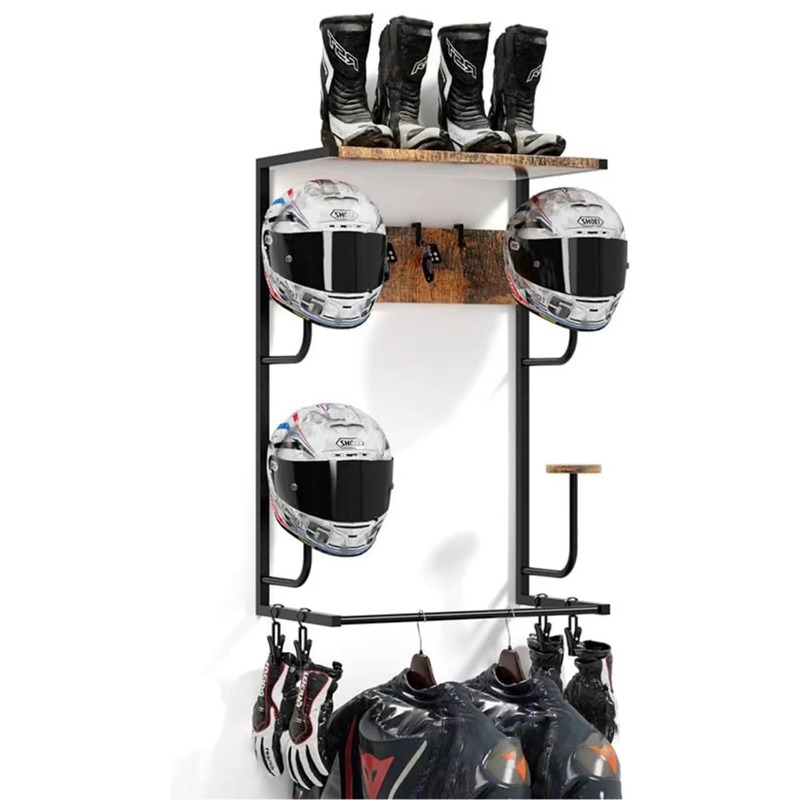 Holzfarbene Motorradhelm-Wandh – Motorcycle Gear Display Rack Bewertung und Preis