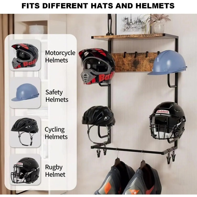 Holzfarbene Motorradhelm-Wandh – Motorcycle Gear Display Rack Bewertung und Preis