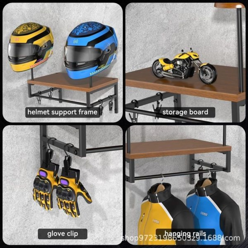 Wandmontierter Holzhelmhalter  – Motorcycle Gear Display Rack Bewertung und Preis